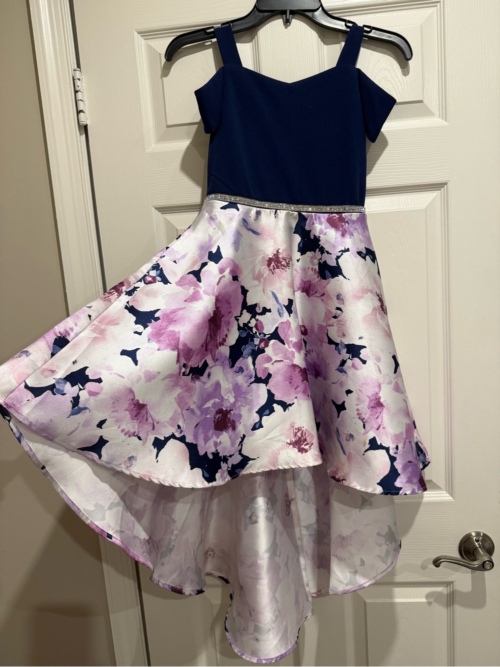 Girls Speechless Navy & Lavender Floral High-Low Party Dress